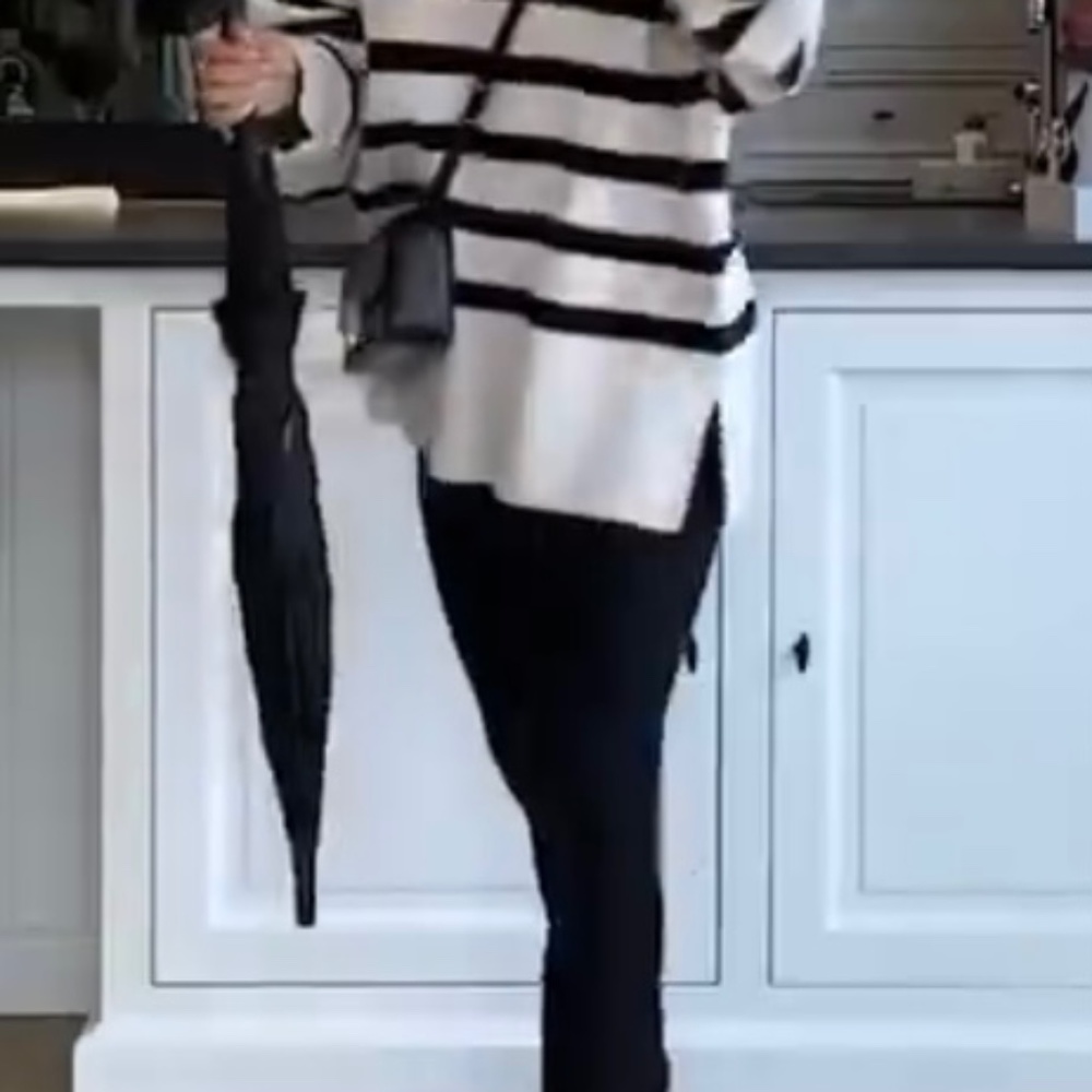 Zara Navy Cream Striped Sweater